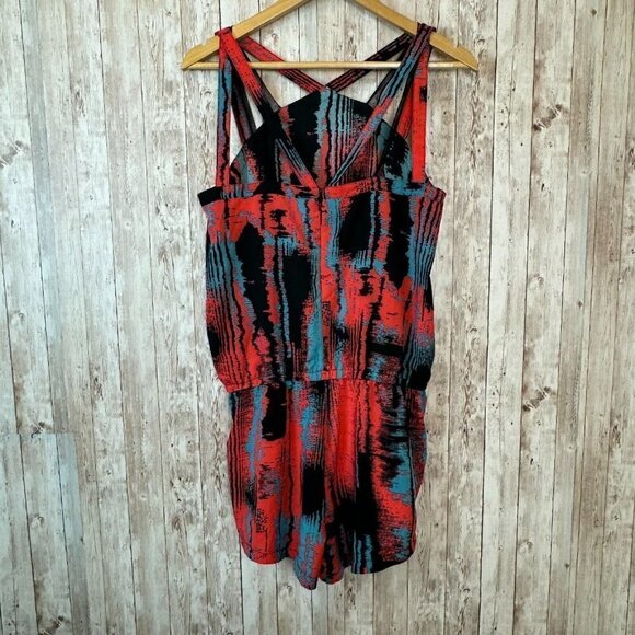 Fabletics Womens Liza Romper Stretch Waist Strappy Sleeve Watercolor Small - Picture 5 of 12